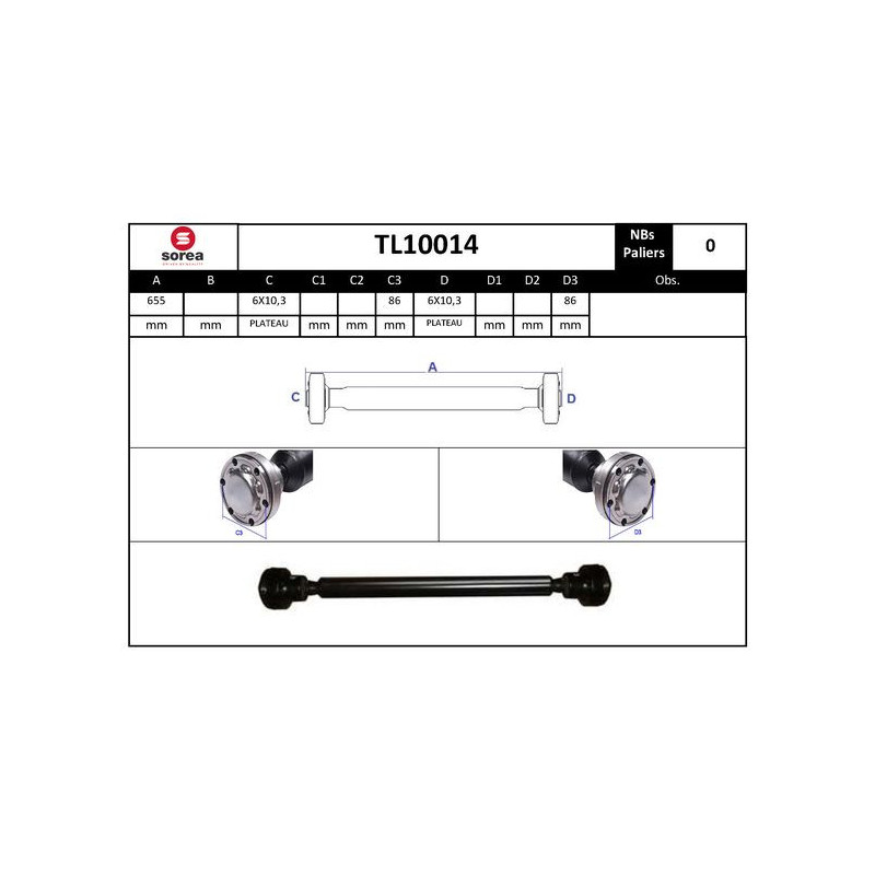 Arbre de transmission (entraînement essieux) EAI
