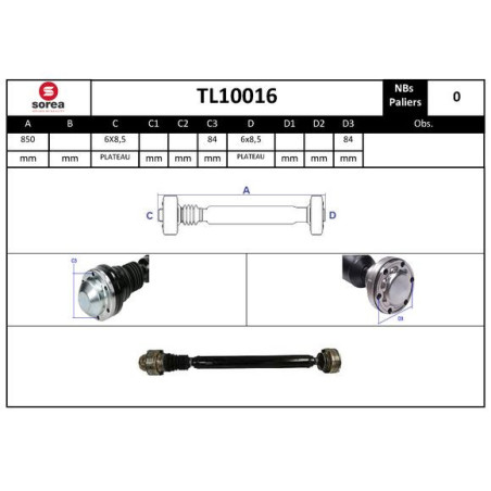 Arbre de transmission (entraînement essieux) EAI