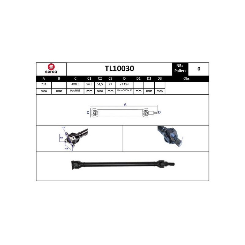 Arbre de transmission (entraînement essieux) EAI