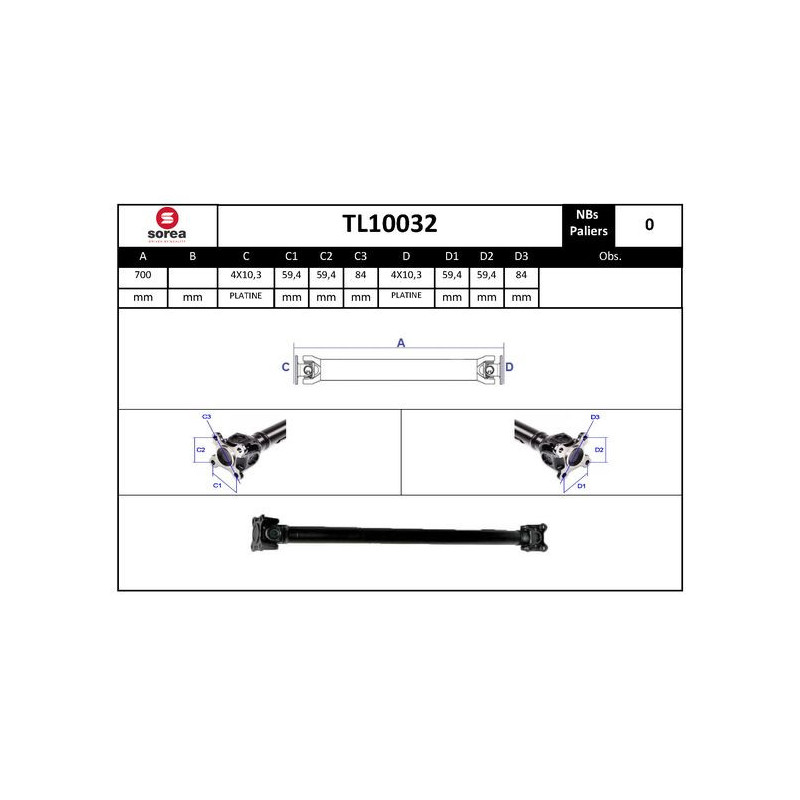 Arbre de transmission (entraînement essieux) EAI