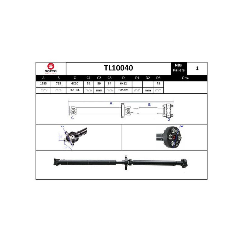 Arbre de transmission (entraînement essieux) EAI