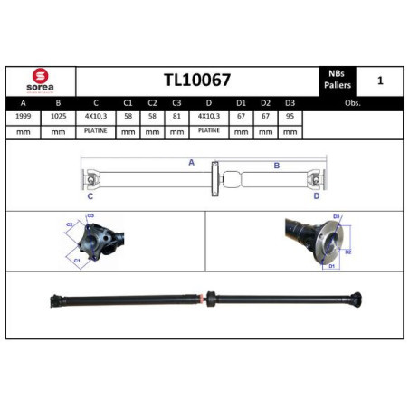 Arbre de transmission (entraînement essieux) EAI
