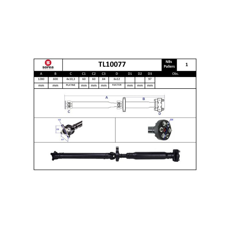 Arbre de transmission (entraînement essieux) EAI