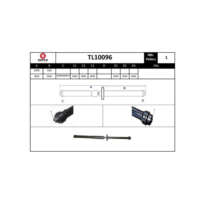 Arbre de transmission (entraînement essieux) EAI