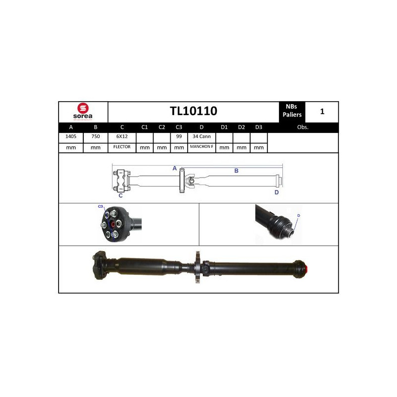 Arbre de transmission (entraînement essieux) EAI