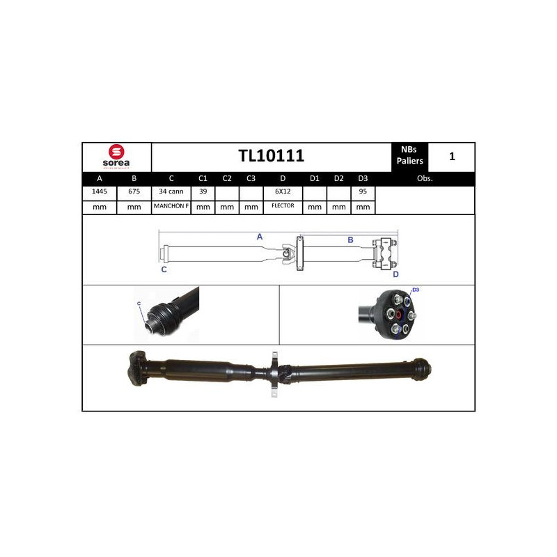 Arbre de transmission (entraînement essieux) EAI