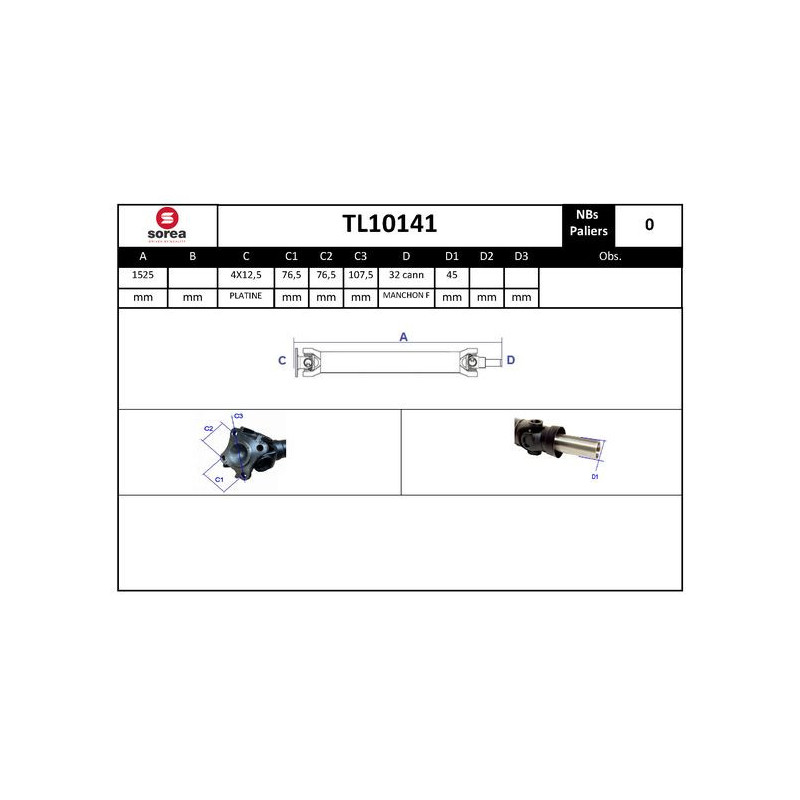 Arbre de transmission (entraînement essieux) EAI
