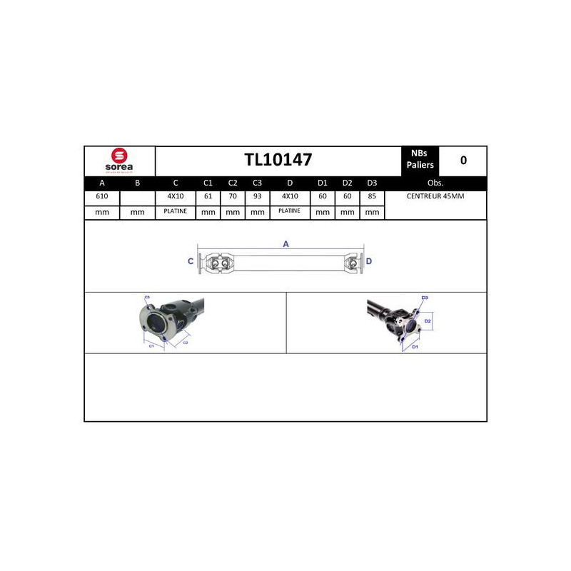 Arbre de transmission (entraînement essieux) EAI
