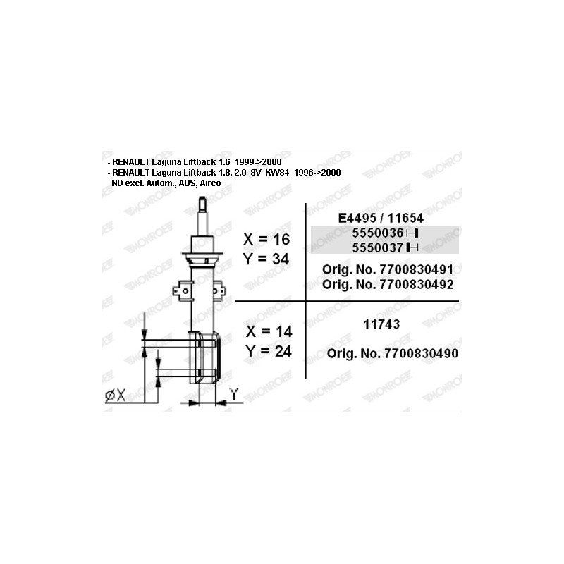 Amortisseur (à l'unité) MONROE