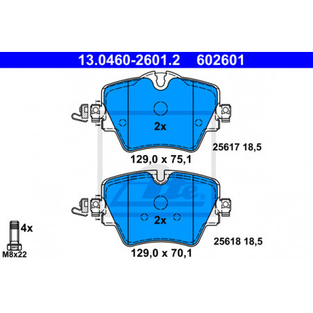 Jeu de quatre plaquettes de frein à disque ATE