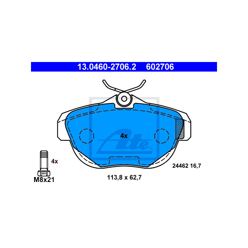 Jeu de quatre plaquettes de frein à disque ATE