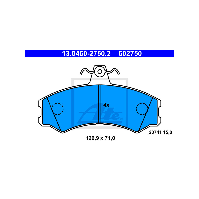 Jeu de quatre plaquettes de frein à disque ATE