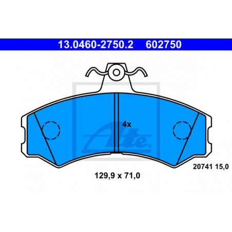 Jeu de quatre plaquettes de frein à disque ATE