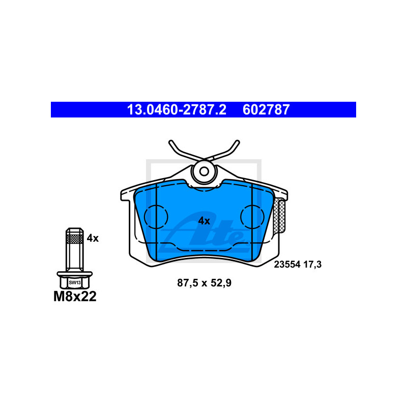 Jeu de quatre plaquettes de frein à disque ATE