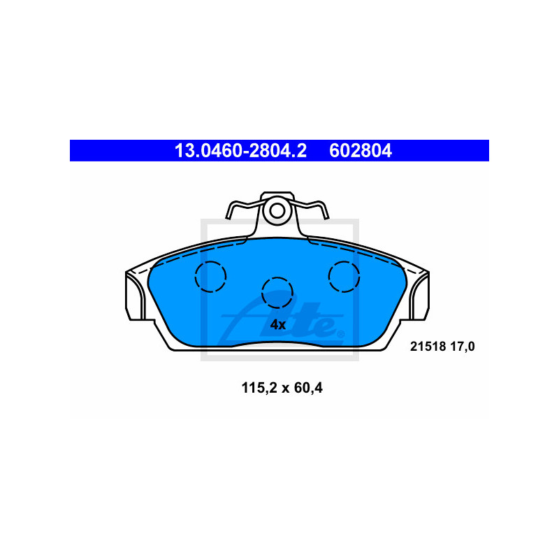 Jeu de quatre plaquettes de frein à disque ATE