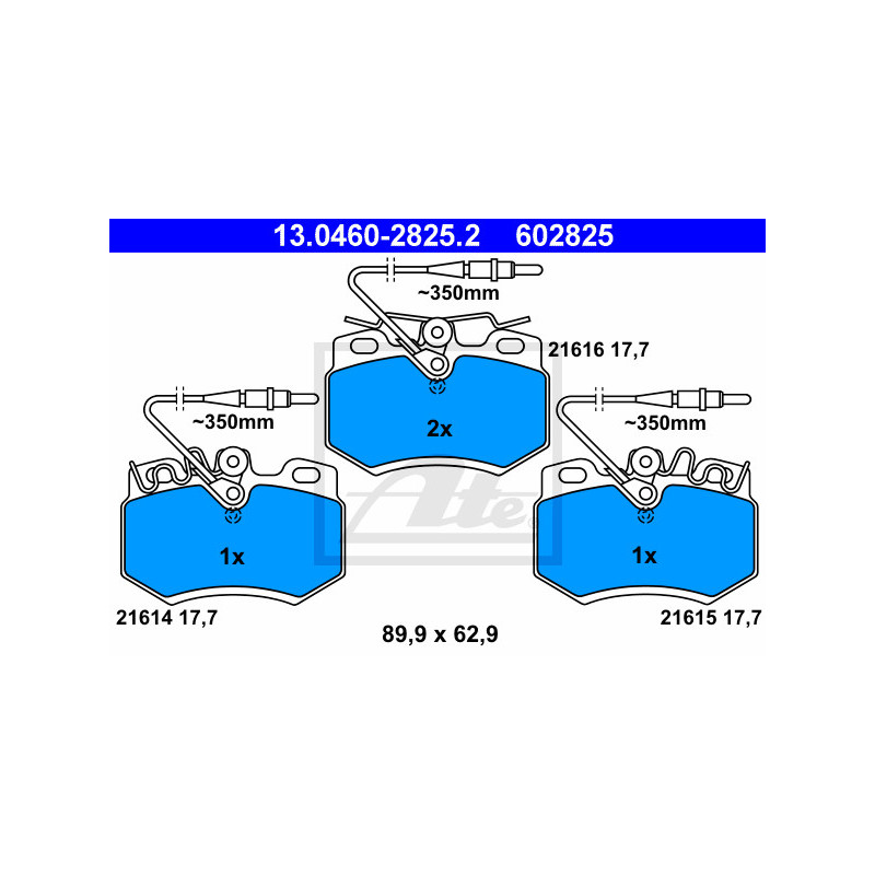 Jeu de quatre plaquettes de frein à disque ATE