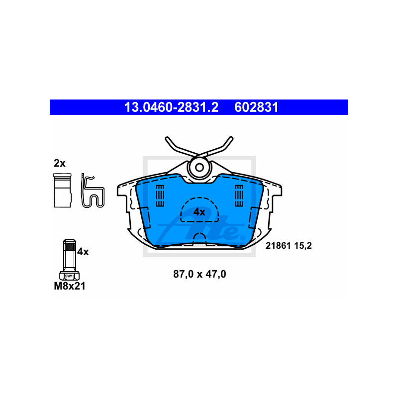 Jeu de quatre plaquettes de frein à disque ATE