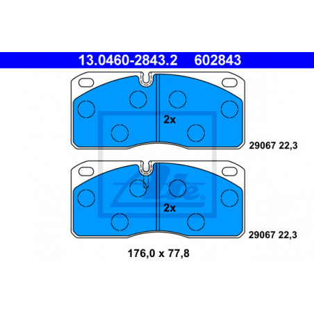 Jeu de quatre plaquettes de frein à disque ATE