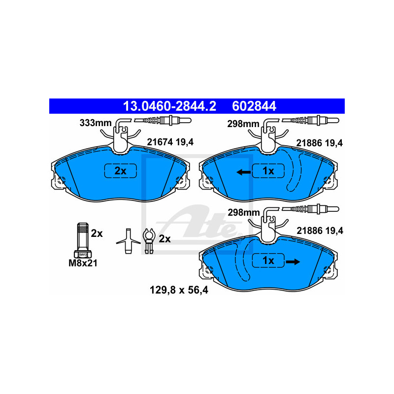 Jeu de quatre plaquettes de frein à disque ATE