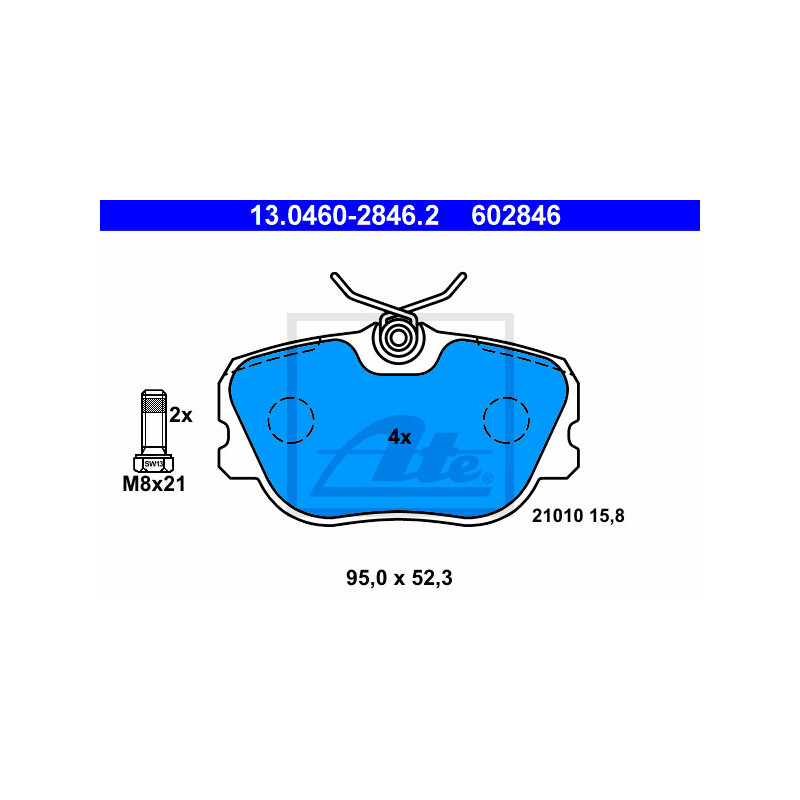 Jeu de quatre plaquettes de frein à disque ATE