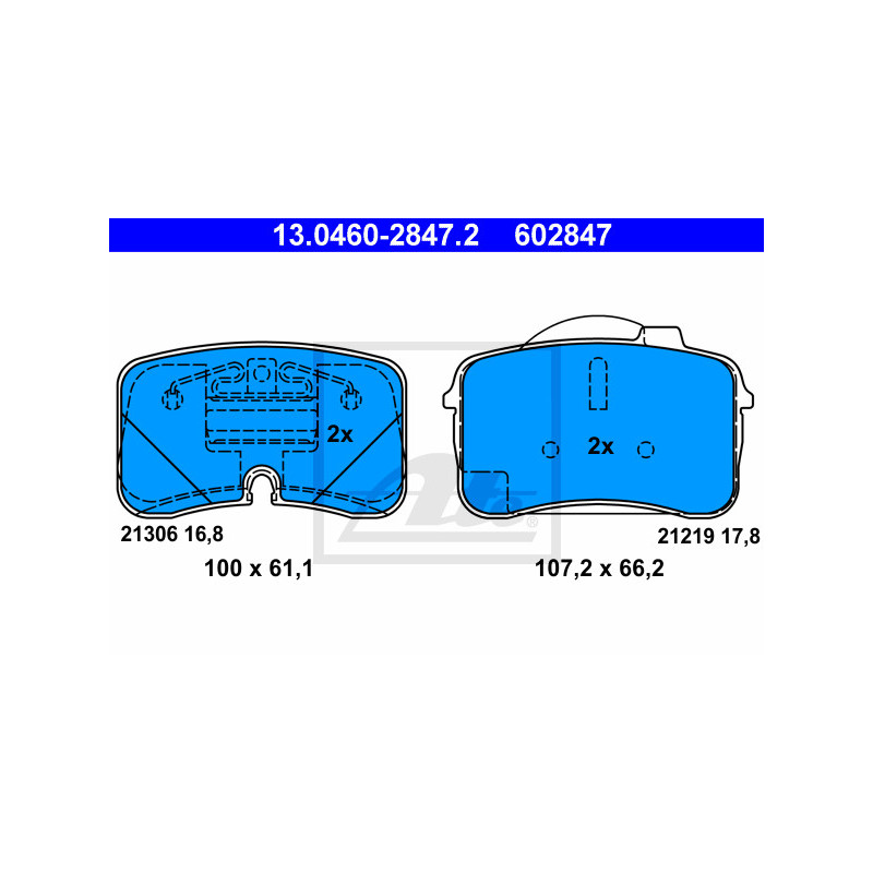 Jeu de quatre plaquettes de frein à disque ATE