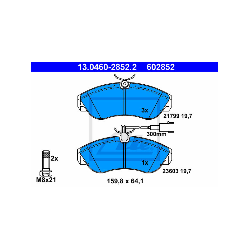 Jeu de quatre plaquettes de frein à disque ATE