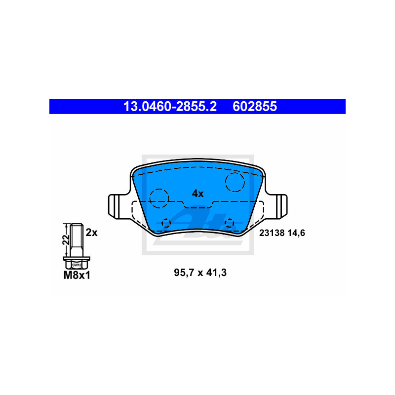 Jeu de quatre plaquettes de frein à disque ATE