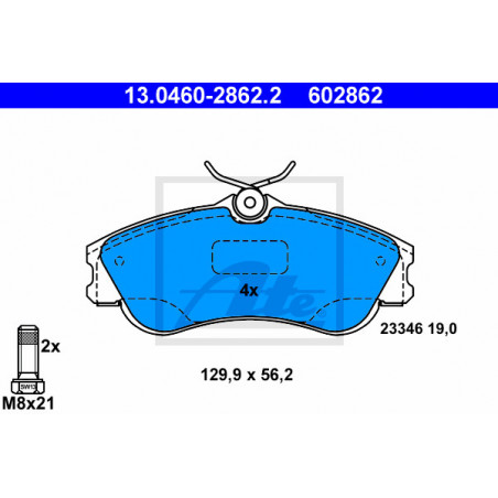 Jeu de quatre plaquettes de frein à disque ATE