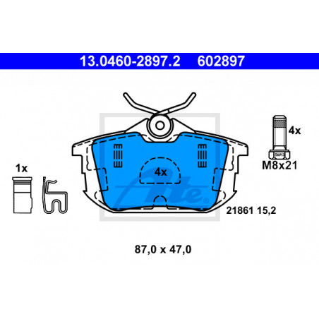 Jeu de quatre plaquettes de frein à disque ATE