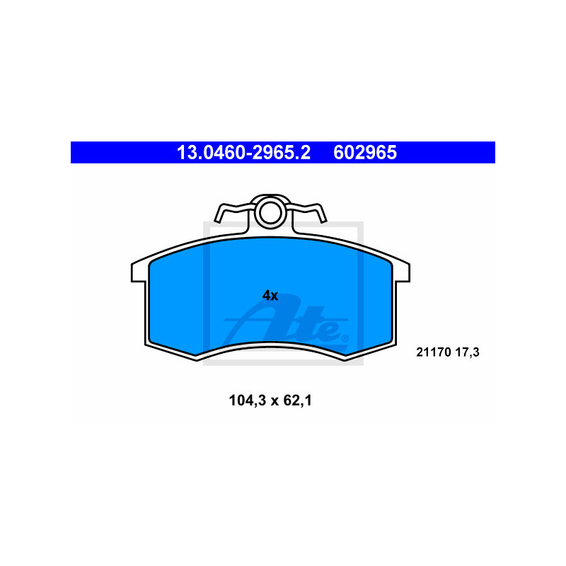 Jeu de quatre plaquettes de frein à disque ATE