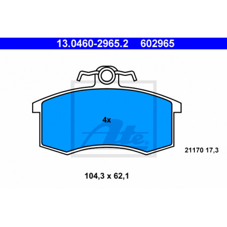 Jeu de quatre plaquettes de frein à disque ATE