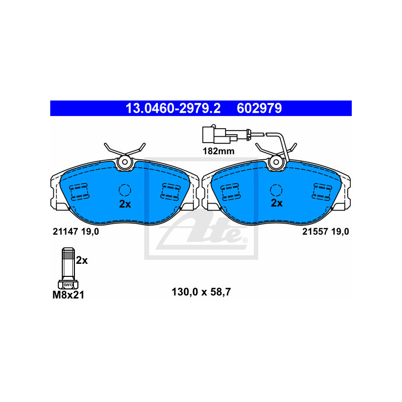 Jeu de quatre plaquettes de frein à disque ATE