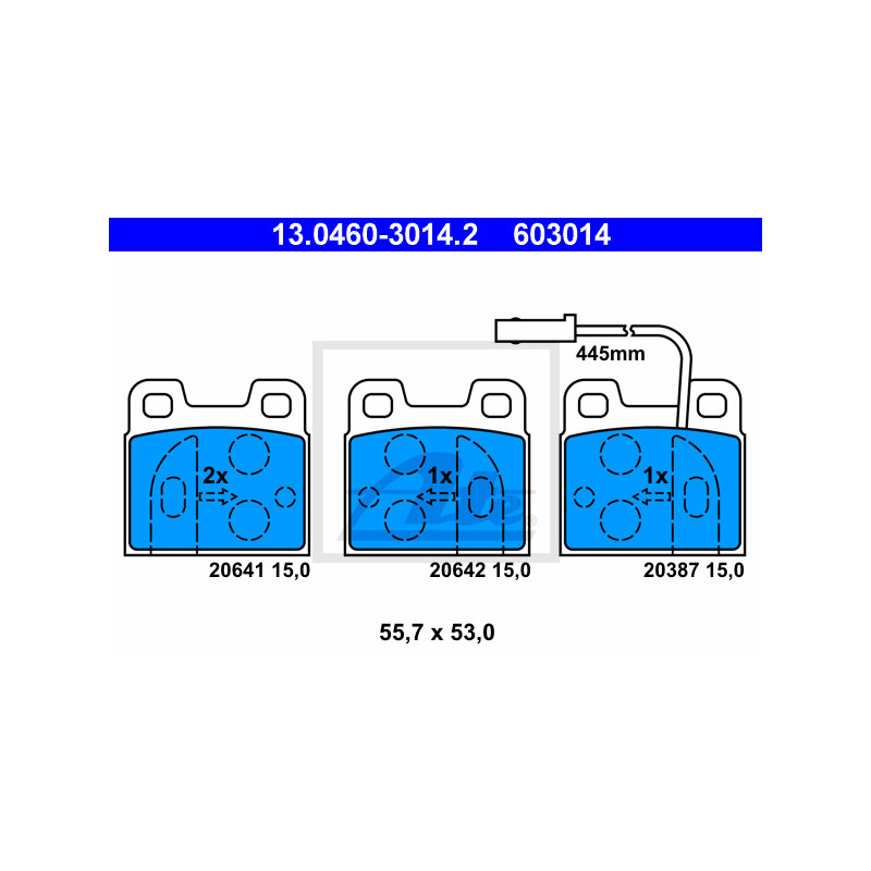 Jeu de quatre plaquettes de frein à disque ATE