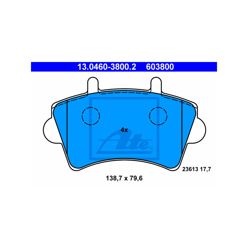 Jeu de quatre plaquettes de frein à disque ATE