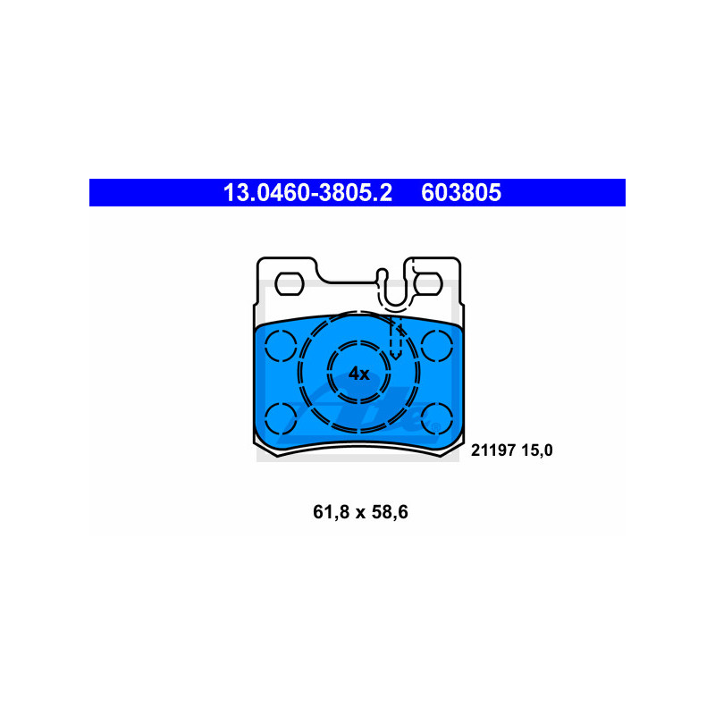 Jeu de quatre plaquettes de frein à disque ATE