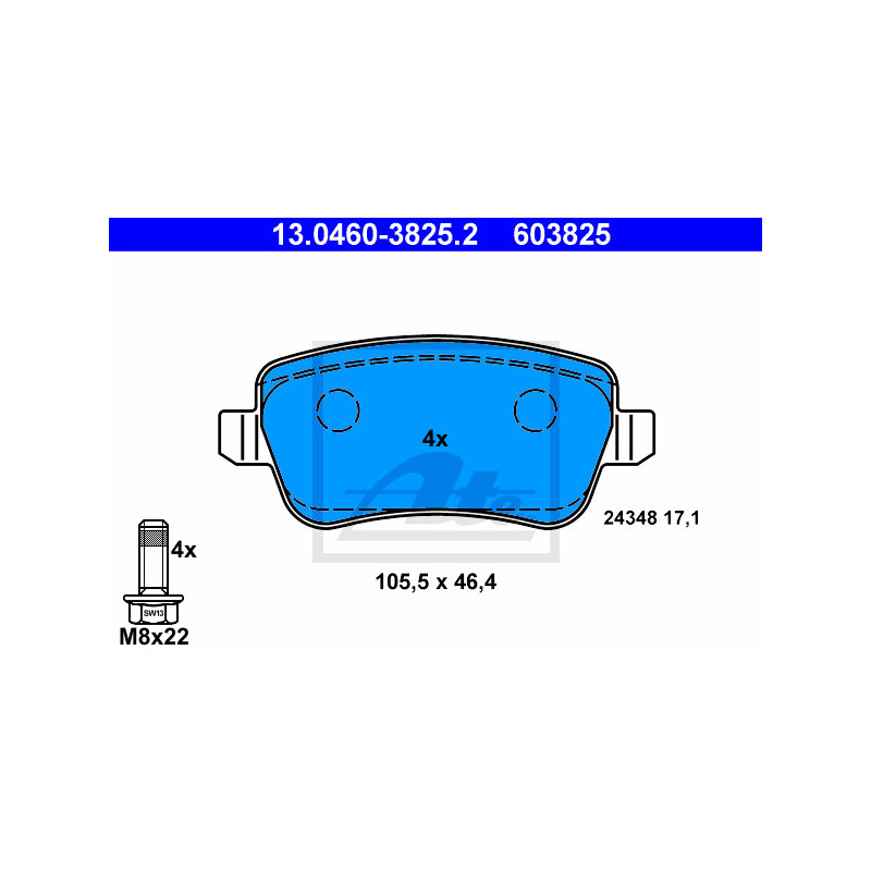 Jeu de quatre plaquettes de frein à disque ATE