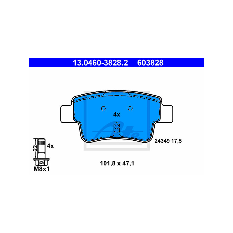 Jeu de quatre plaquettes de frein à disque ATE