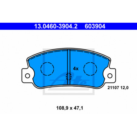 Jeu de quatre plaquettes de frein à disque ATE