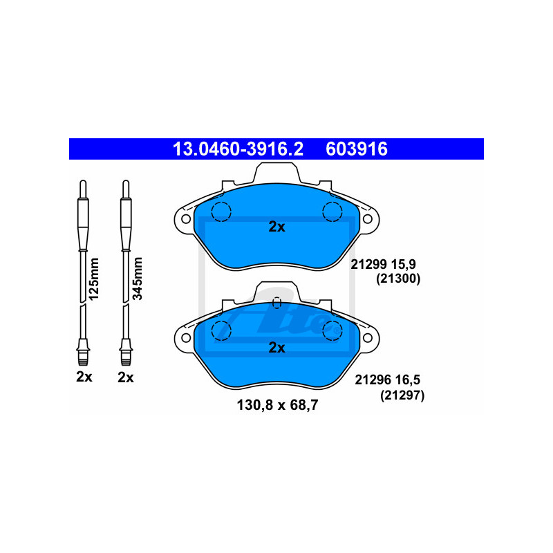 Jeu de quatre plaquettes de frein à disque ATE