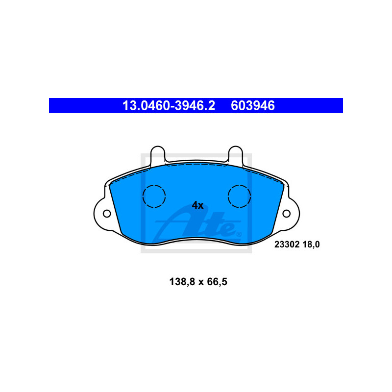 Jeu de quatre plaquettes de frein à disque ATE