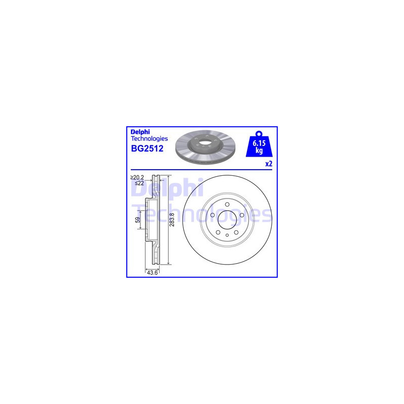 Jeu de 2 disques de frein DELPHI