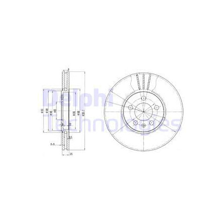 Jeu de 2 disques de frein DELPHI