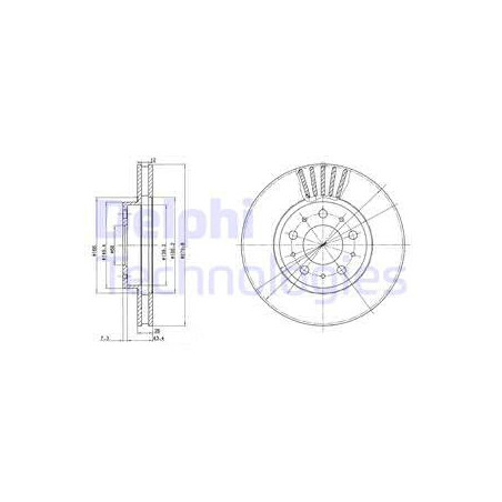 Jeu de 2 disques de frein DELPHI