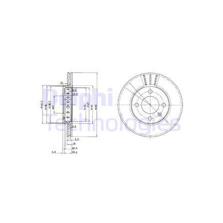 Jeu de 2 disques de frein DELPHI