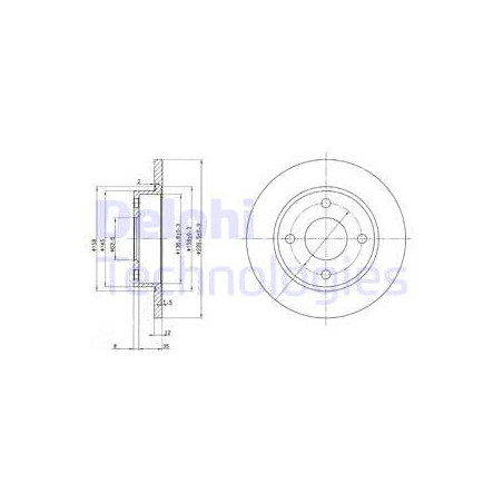 Jeu de 2 disques de frein DELPHI