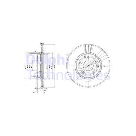 Jeu de 2 disques de frein DELPHI