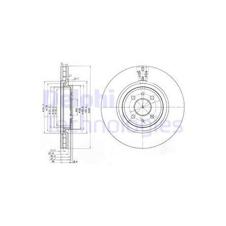 Jeu de 2 disques de frein DELPHI