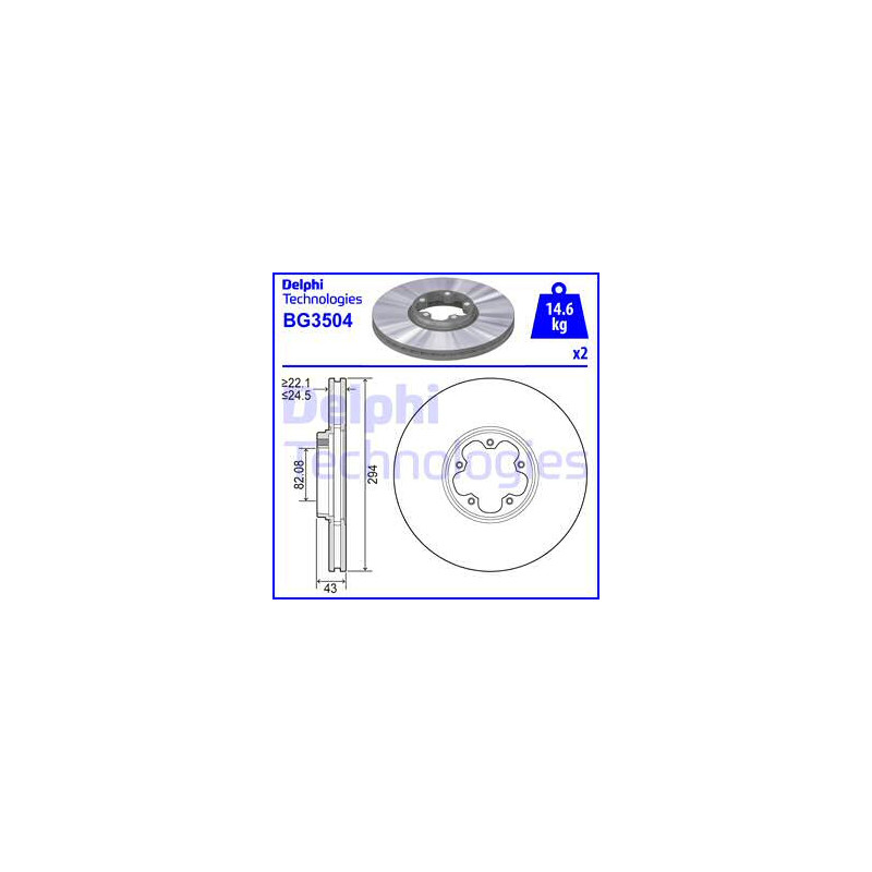 Jeu de 2 disques de frein DELPHI
