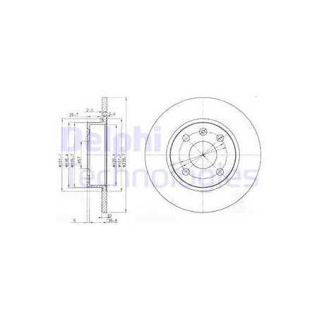 Jeu de 2 disques de frein DELPHI