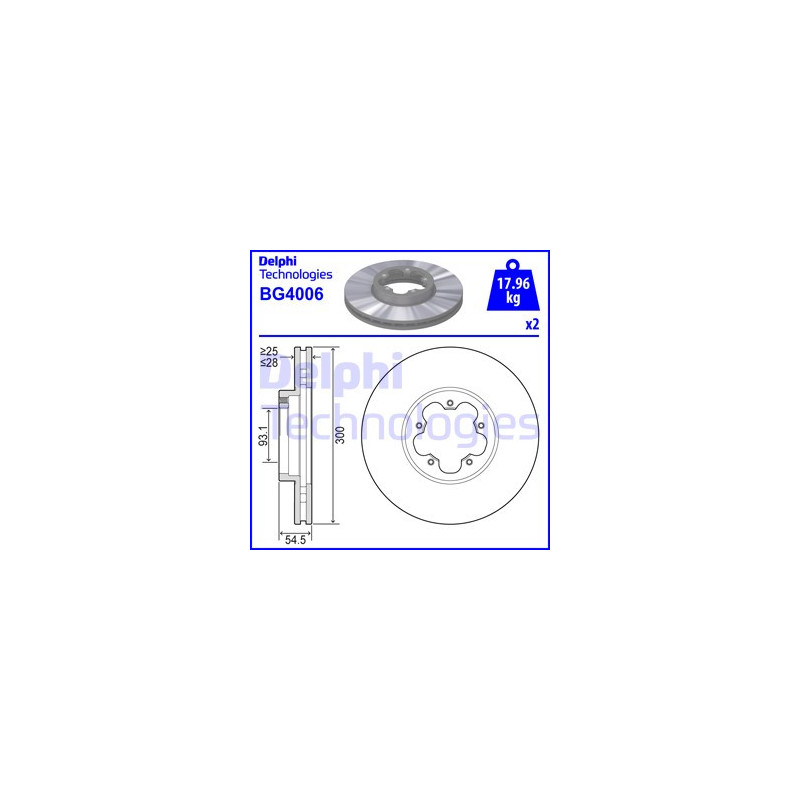 Jeu de 2 disques de frein DELPHI